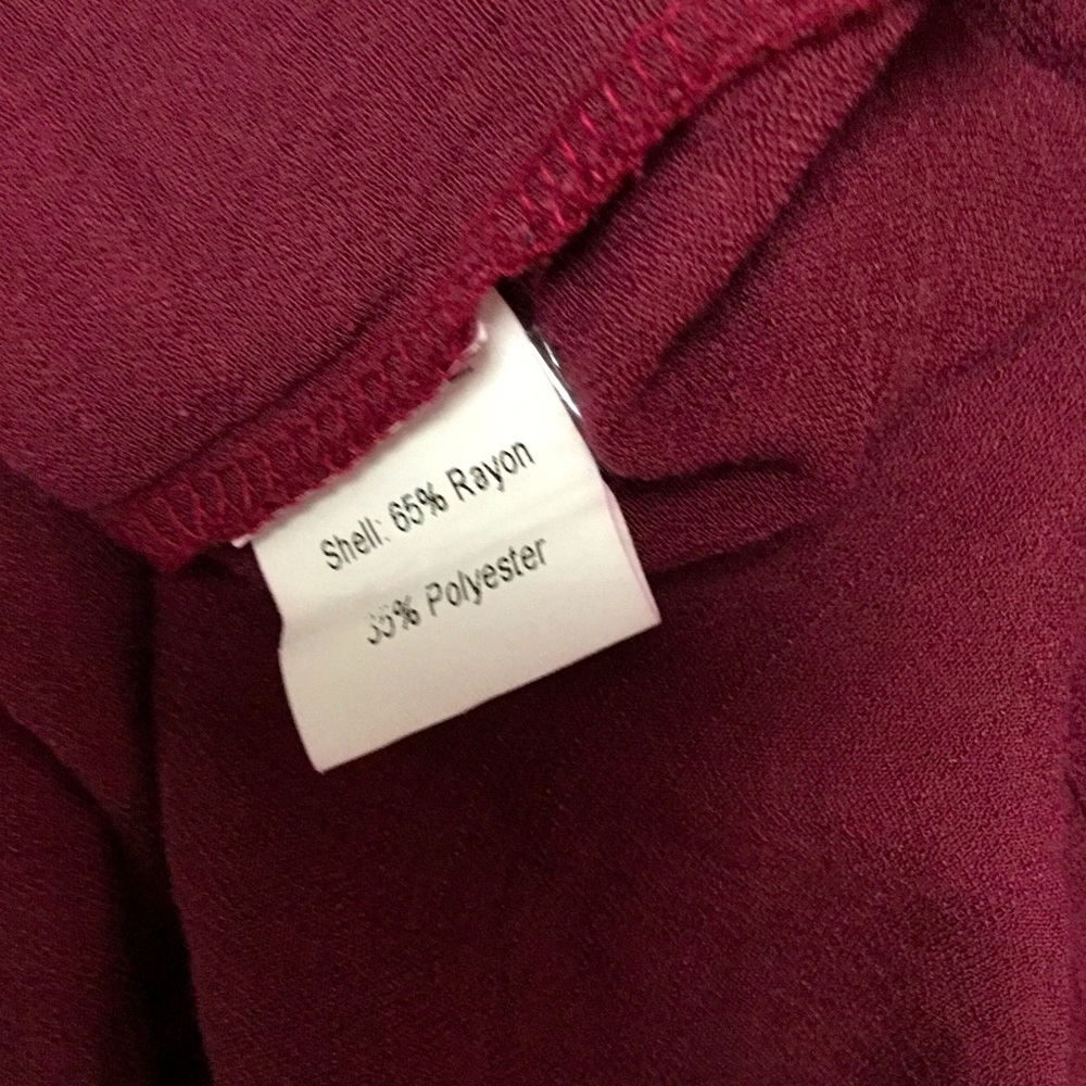 Maroon, Short Sleeve with Ruffle and tie detail Blouse - Picture 7 of 7